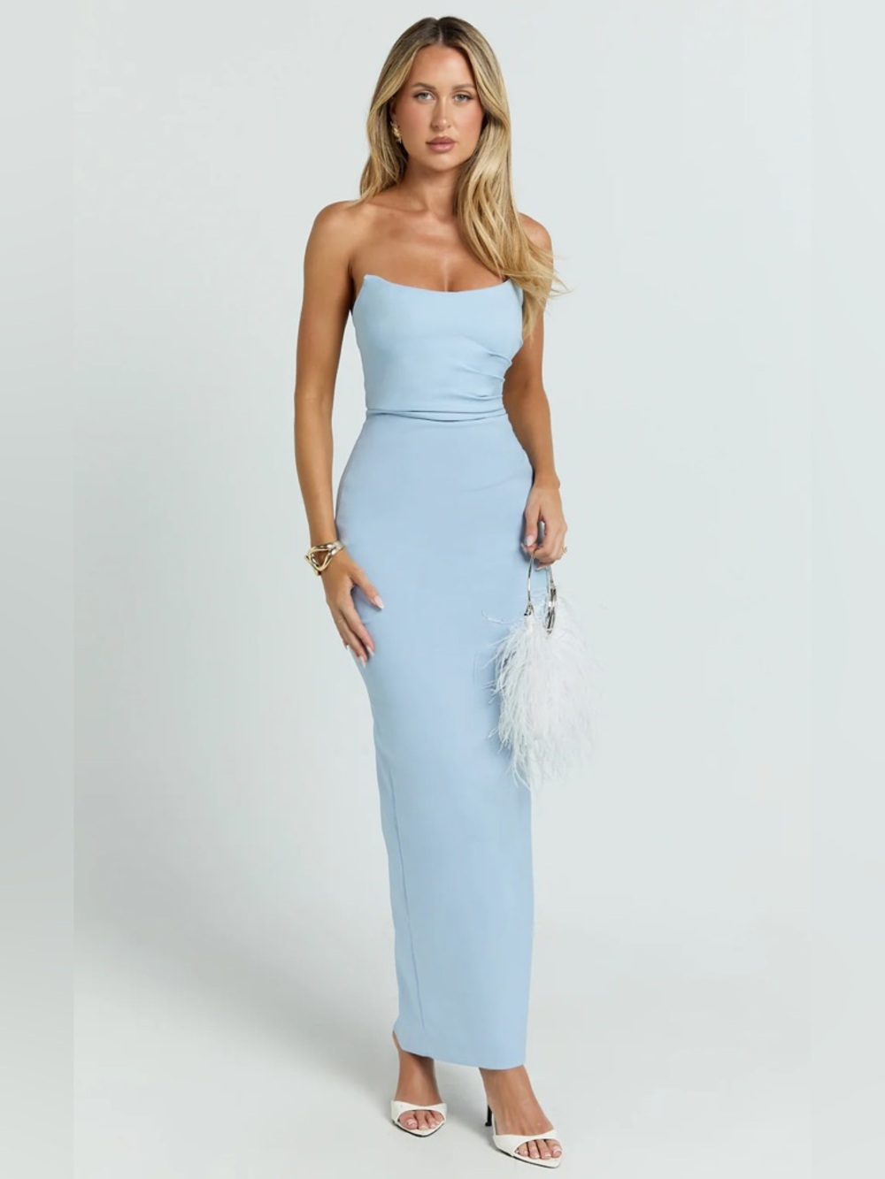 NWT Showpo Soft Blue Pietra Midi Dress